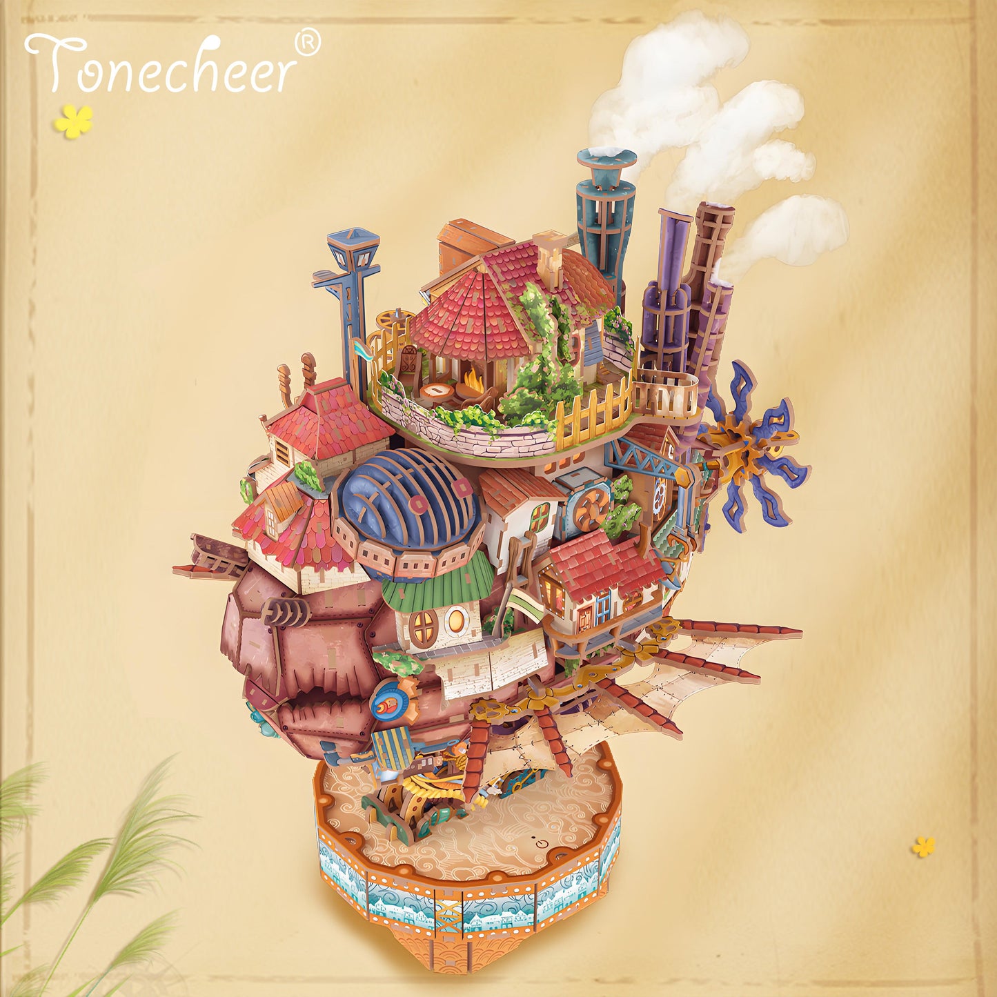 TONECHEER DIY 3D Puzzle Transmission Model Kit (Walking Castle)