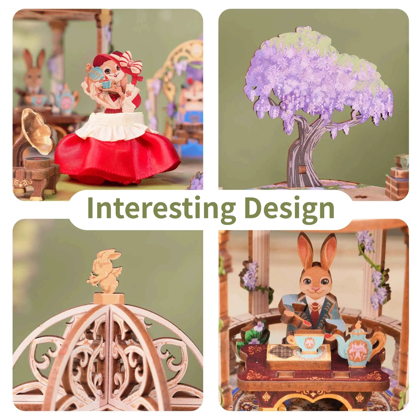 TONECHEER 3D Creative Musical Puzzle DIY Rotating Music Box Kit (Waltz in the Garden)