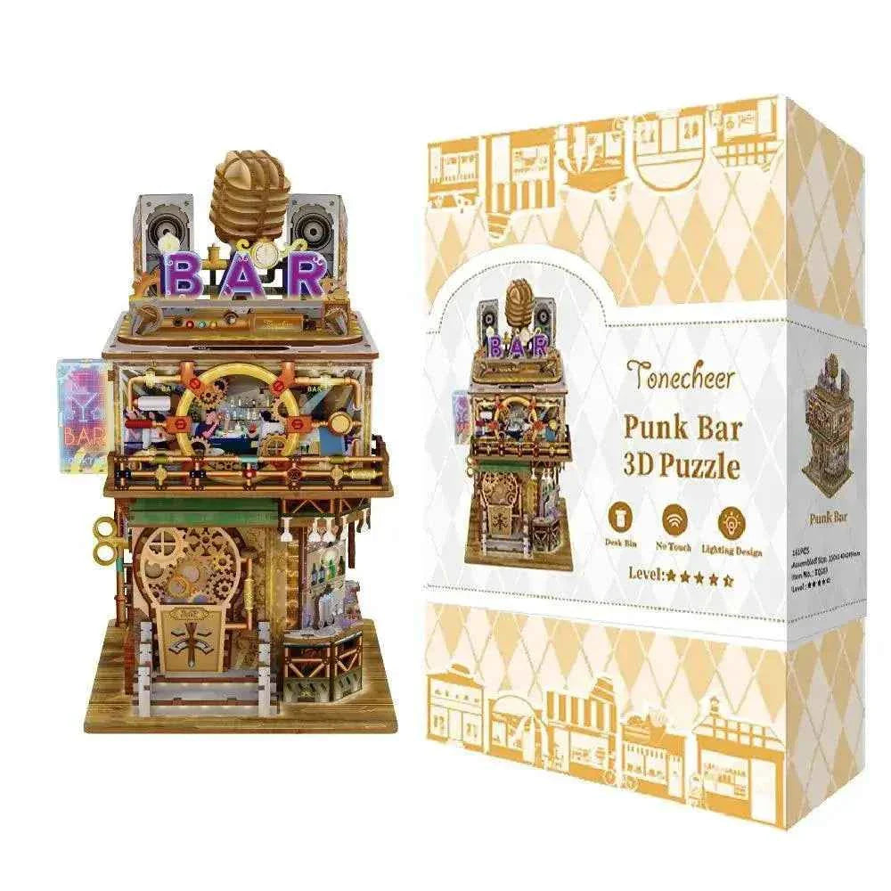 TONECHEER 3D Puzzle Box Miniature DIY Desktop Storage Kit (Punk Bar)