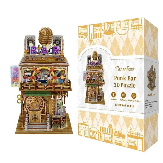 TONECHEER 3D Puzzle Box Miniature DIY Desktop Storage Kit (Punk Bar)