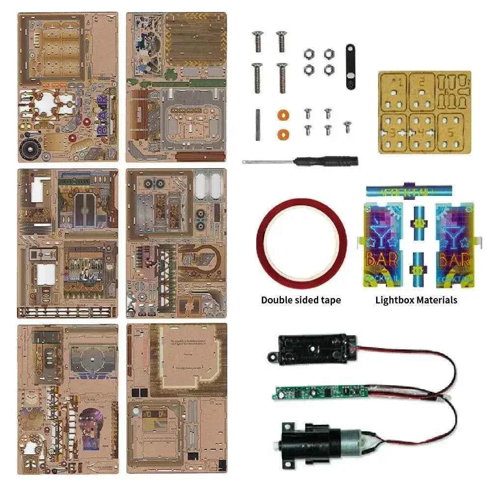 TONECHEER 3D Puzzle Box Miniature DIY Desktop Storage Kit (Punk Bar)
