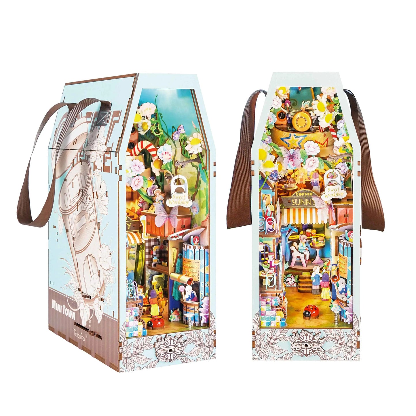 TONECHEER 3D Wooden Puzzle DIY Book Nook Kit (Mini Town)