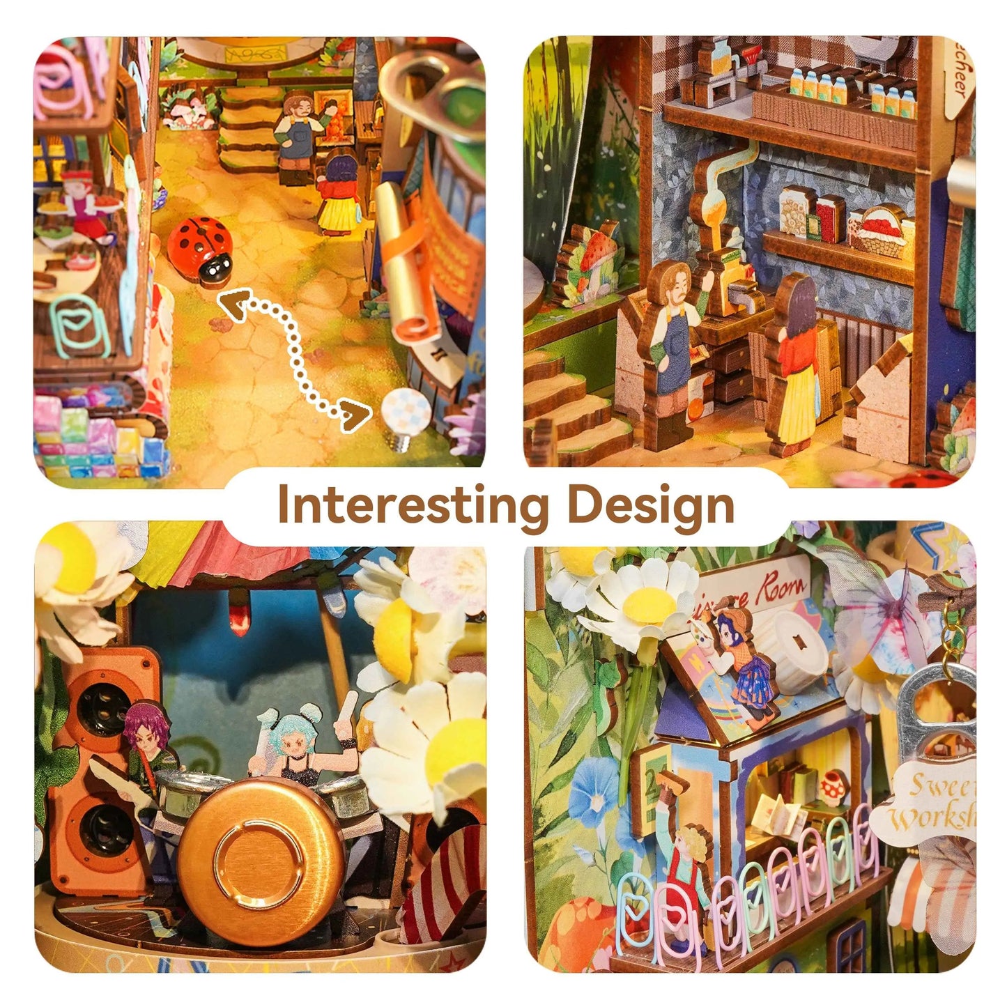 TONECHEER 3D Wooden Puzzle DIY Book Nook Kit (Mini Town)