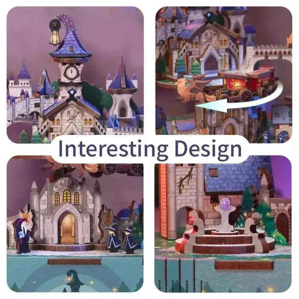 TONECHEER 3D Creative Musical Puzzle DIY Rotating Music Box Kit (Magical Castle)