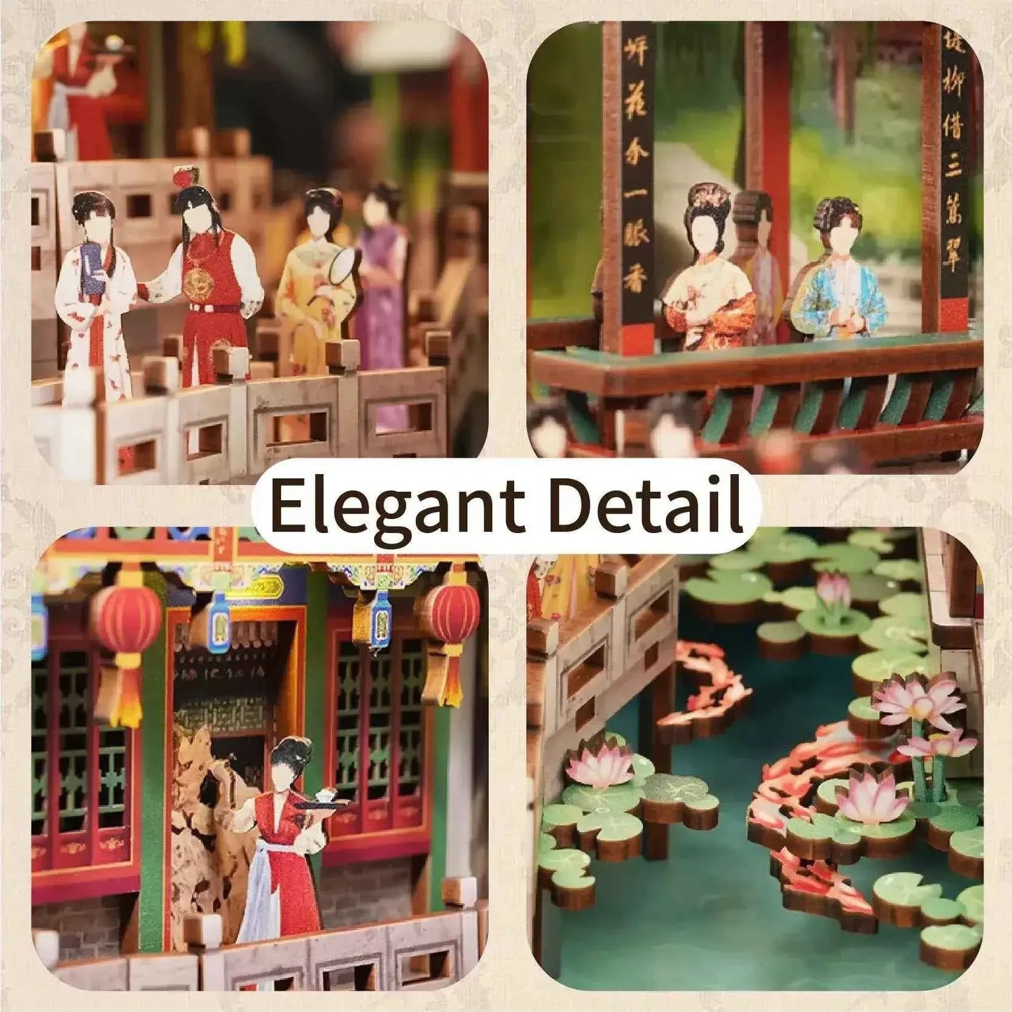 Pure Snoze 3D Wooden Puzzle DIY Book Nook Kit (Dream of Red Mansions)