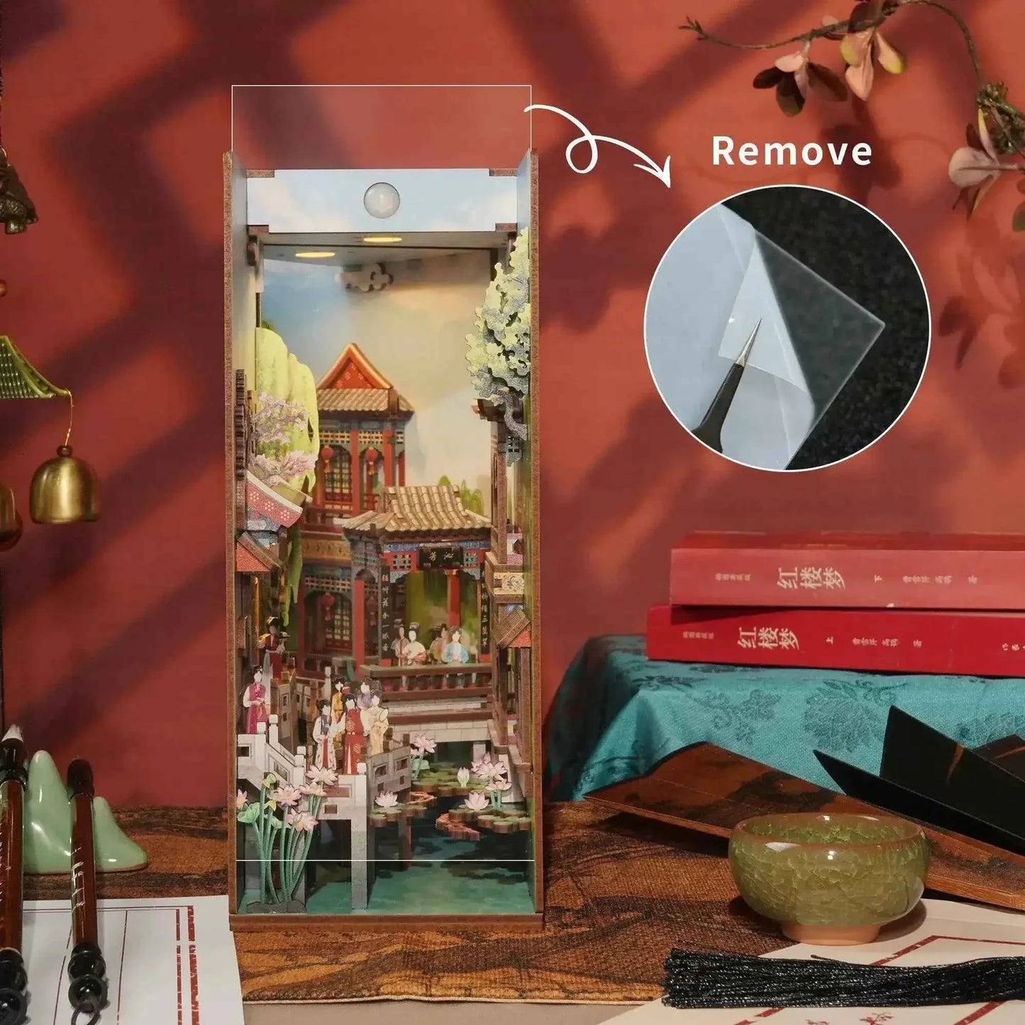 Pure Snoze 3D Wooden Puzzle DIY Book Nook Kit (Dream of Red Mansions)
