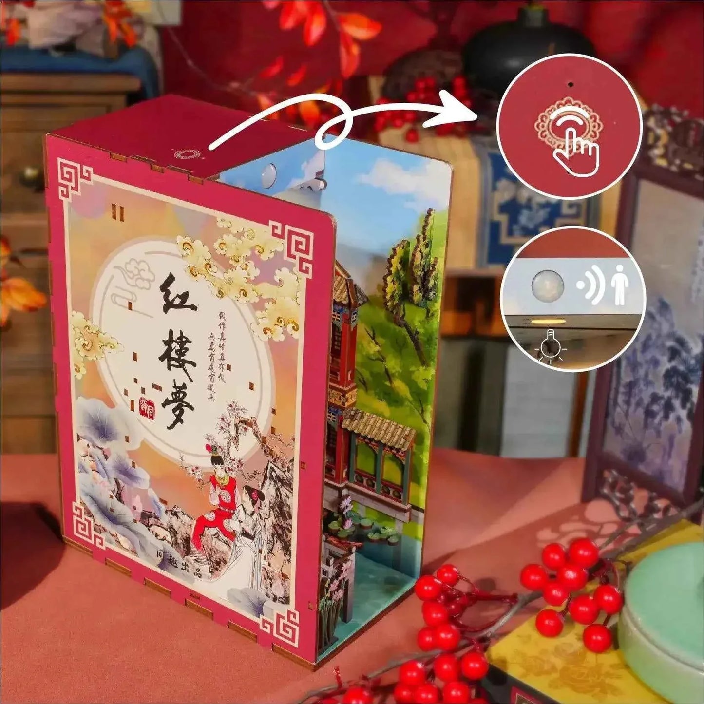 Pure Snoze 3D Wooden Puzzle DIY Book Nook Kit (Dream of Red Mansions)