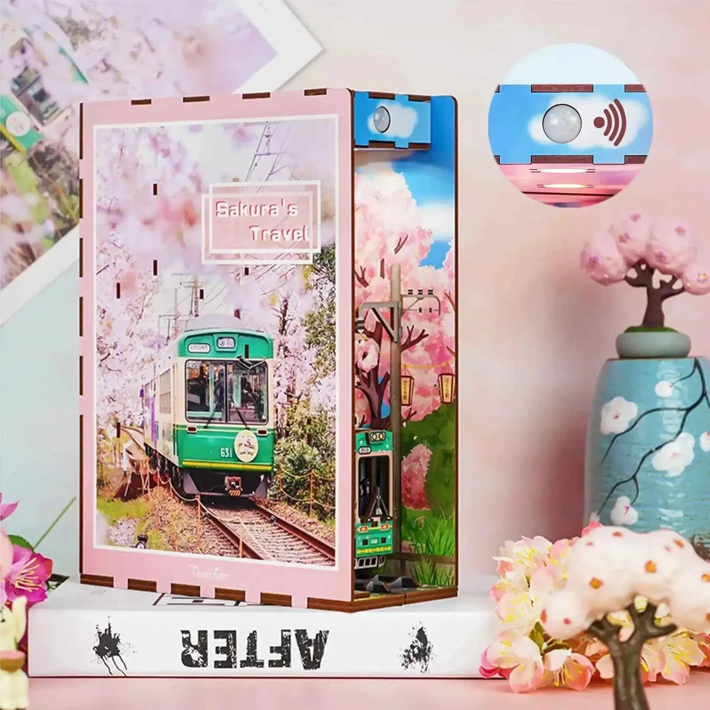 Pure Snoze 3D Wooden Puzzle DIY Book Nook Kit (Sakura's Travel)