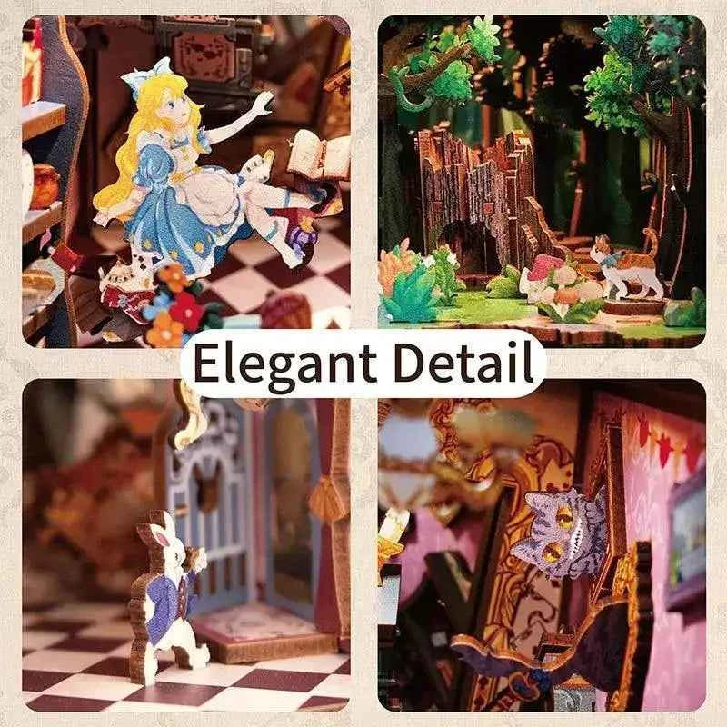TONECHEER Mother's Day FLASH SALE 3D Wooden Puzzle DIY Book Nook Kit (Alice in Wonderland)