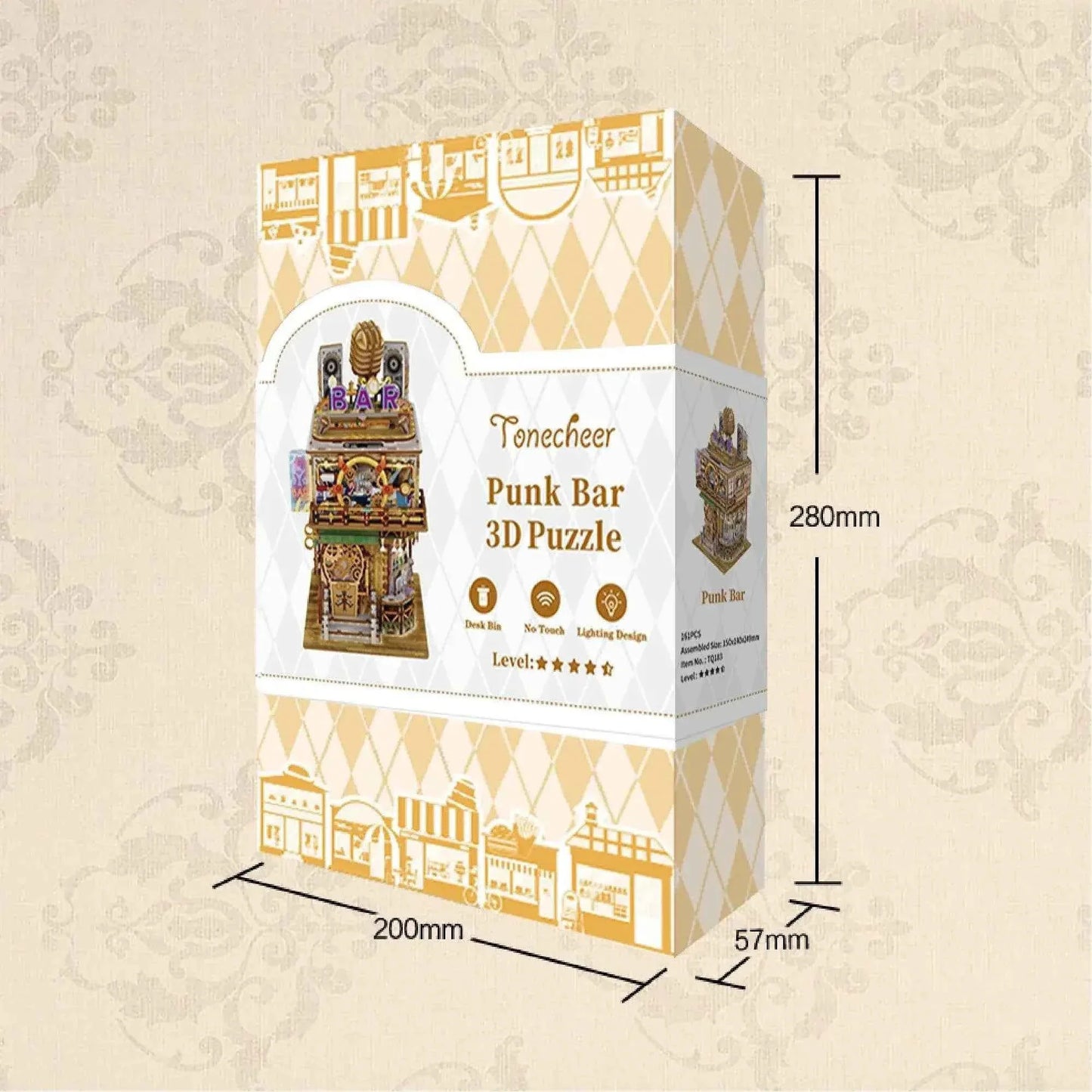TONECHEER 3D Puzzle Box Miniature DIY Desktop Storage Kit (Punk Bar)
