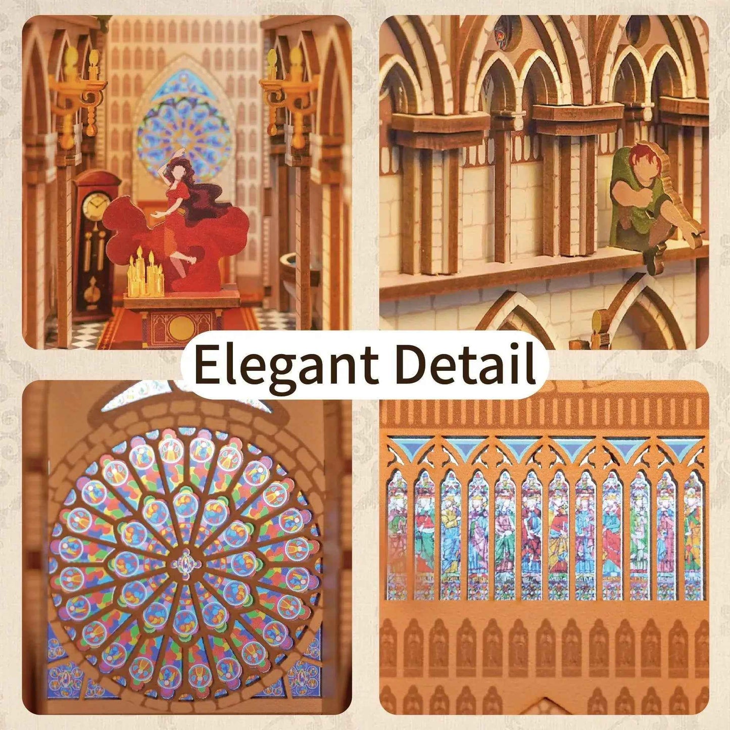 Pure Snoze 3D Wooden Puzzle DIY Book Nook Kit (Notre-Dame de Paris)