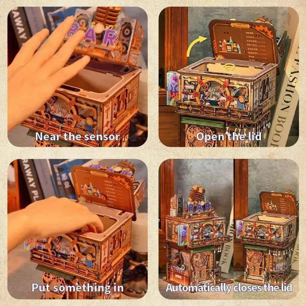 TONECHEER 3D Puzzle Box Miniature DIY Desktop Storage Kit (Punk Bar)